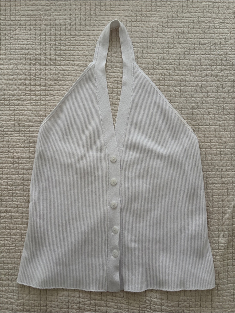 Abercrombie White Ribbed Halter Button-Front Women’s Top